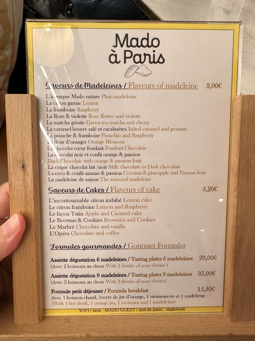 Mado à Paris menu 2