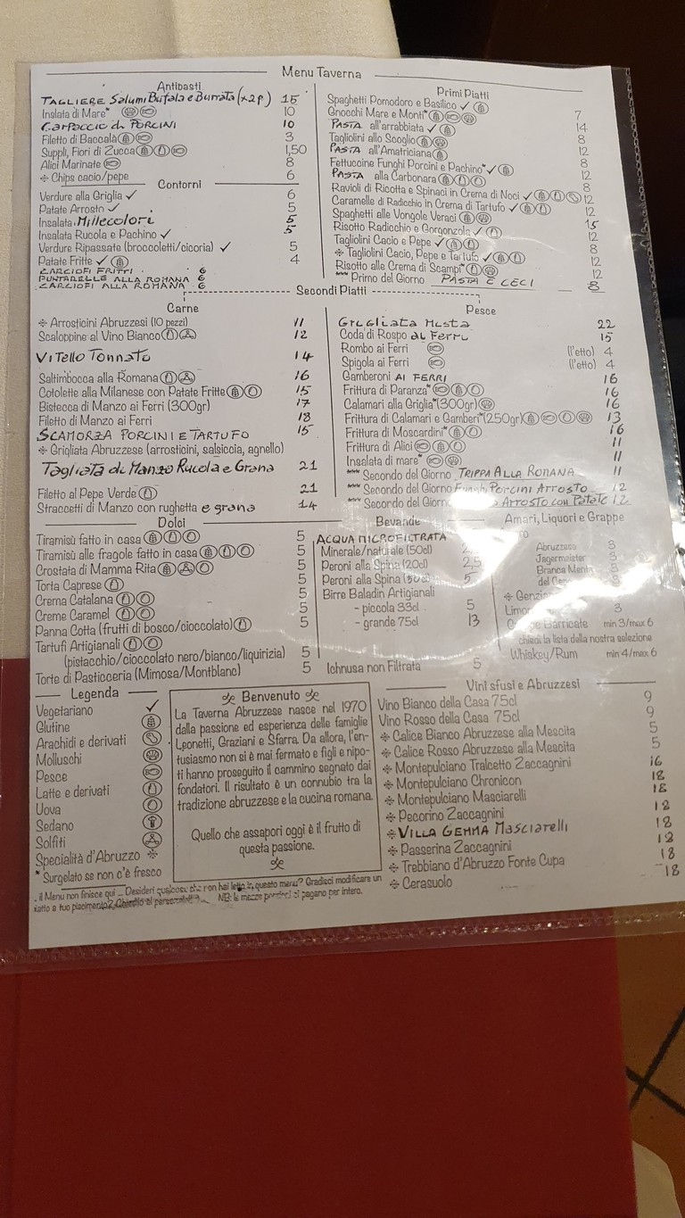 Taverna Abruzzese menu 1