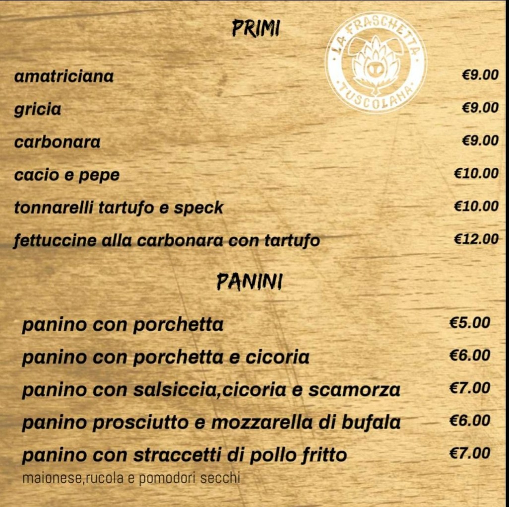 La Fraschetta Tuscolana menu 2