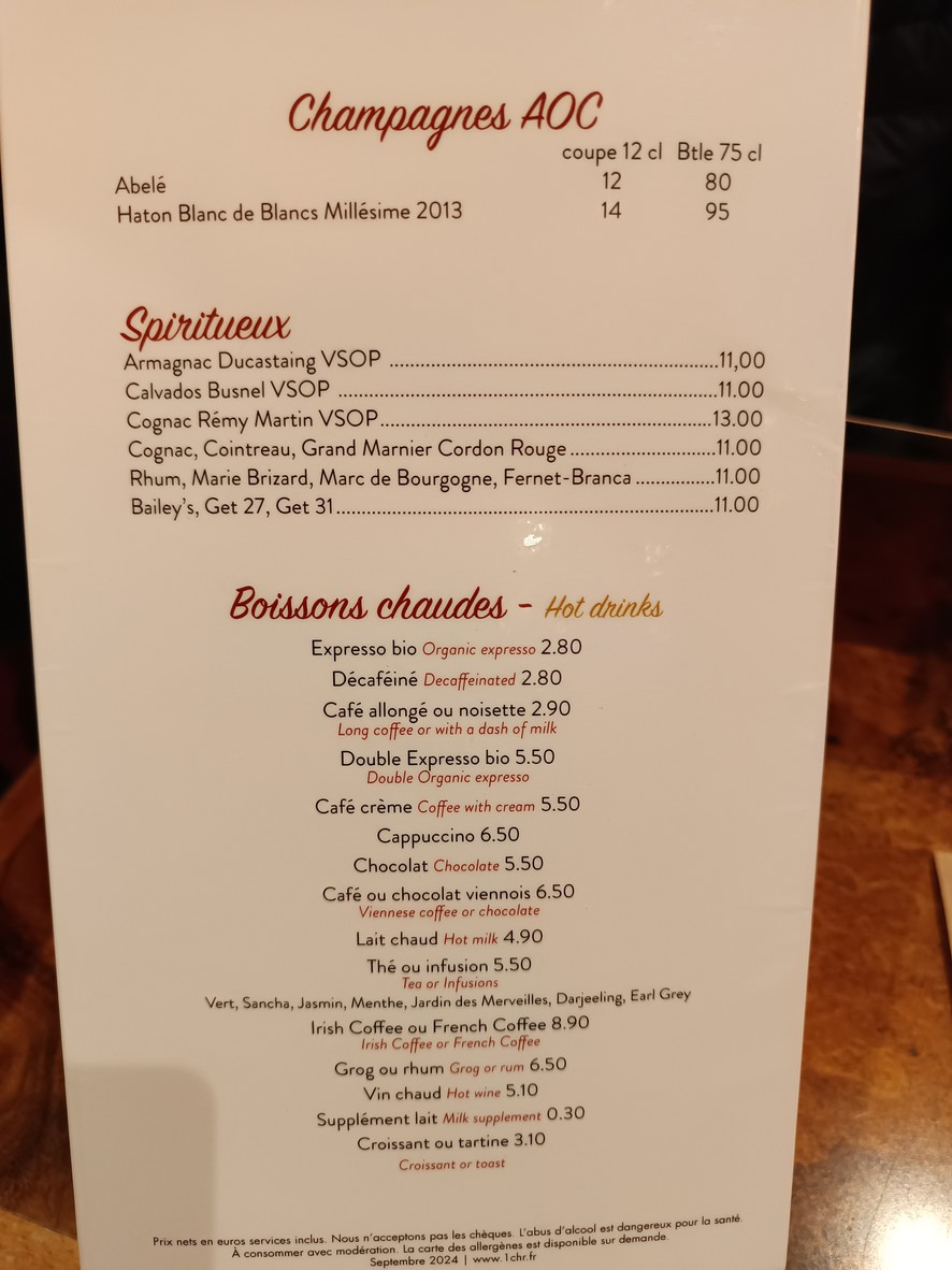 La liberté menu 3