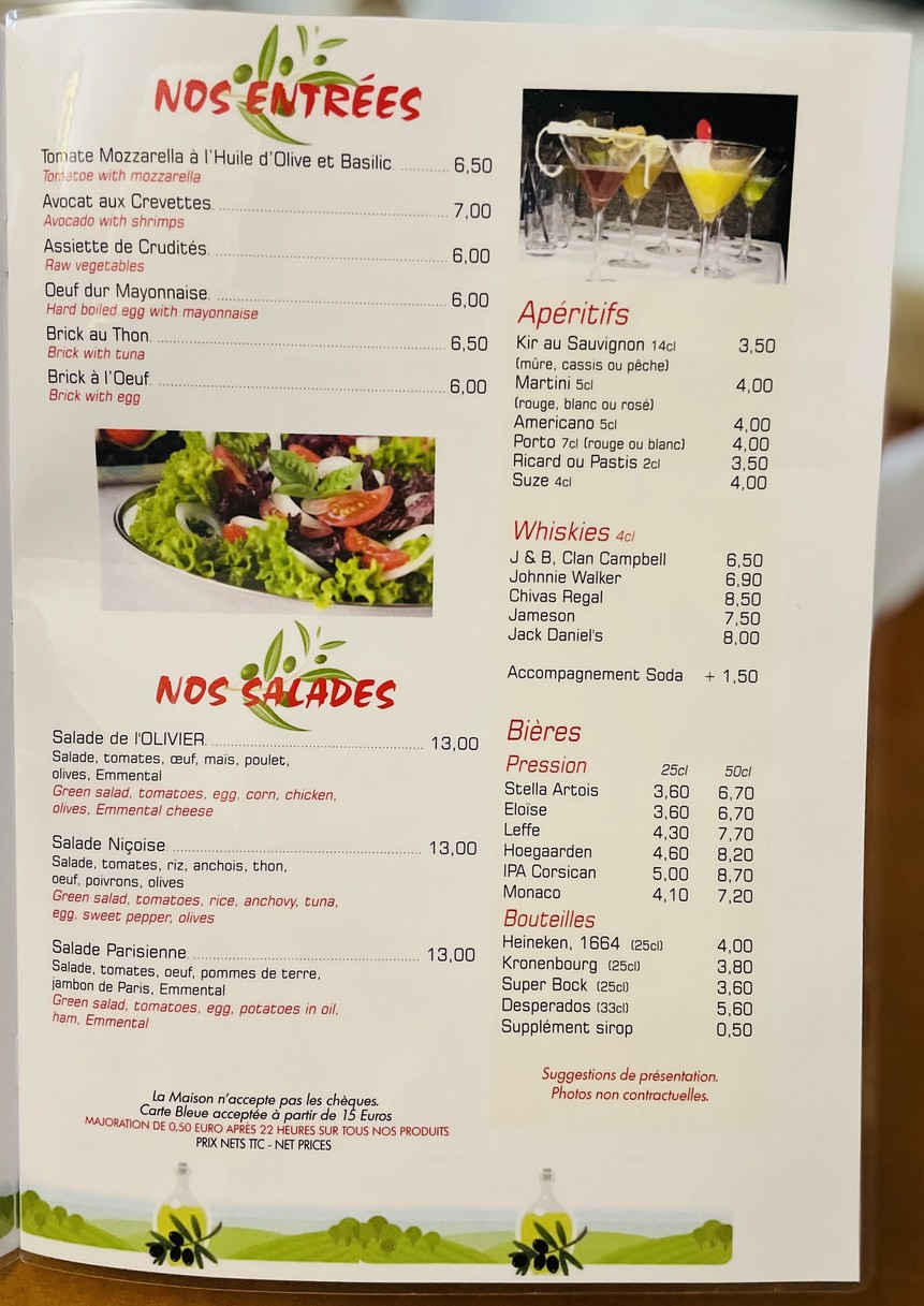 L'Olivier menu 2