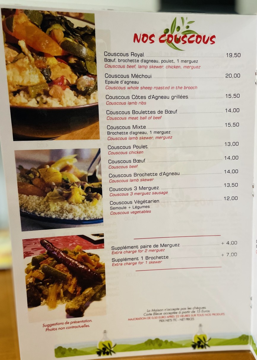 L'Olivier menu 3