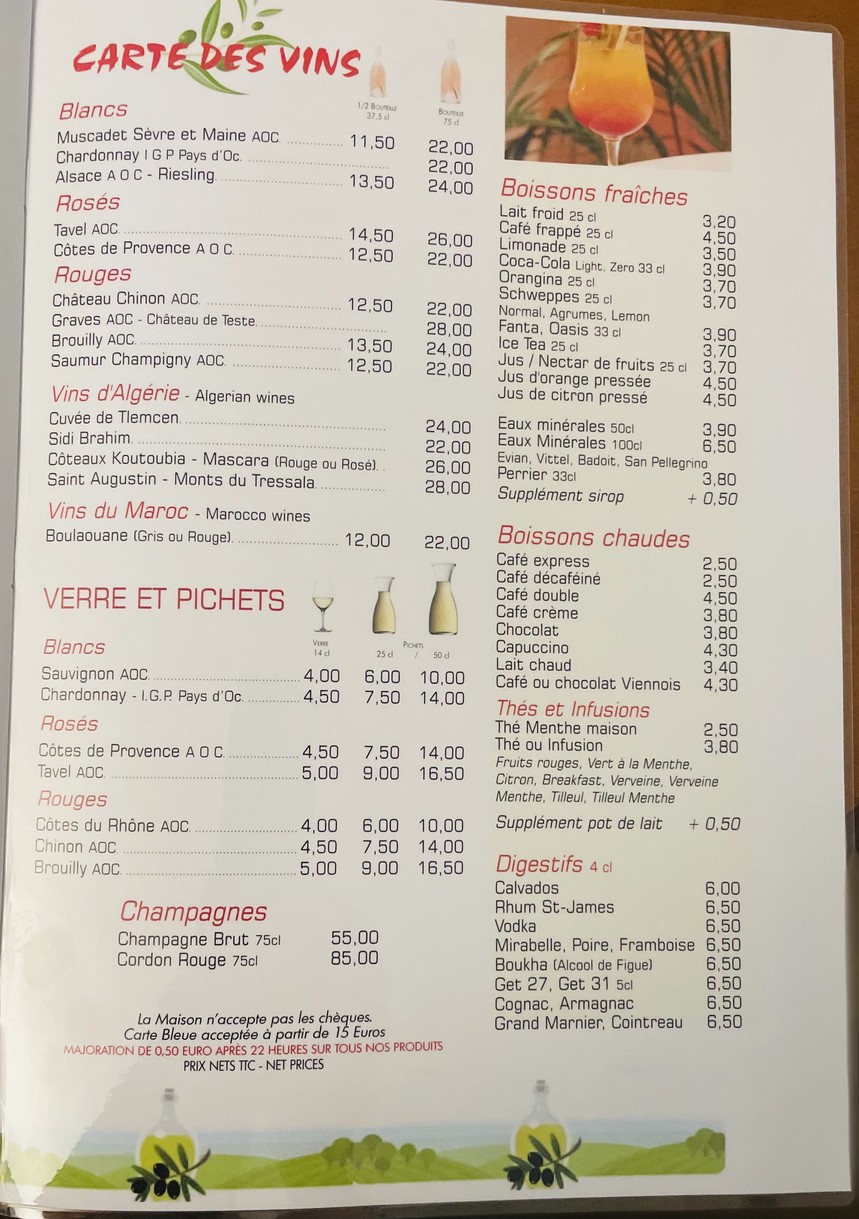 L'Olivier menu 5