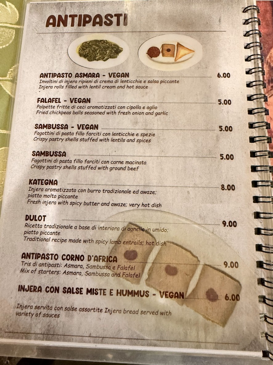 Asmara Restaurant menu 1