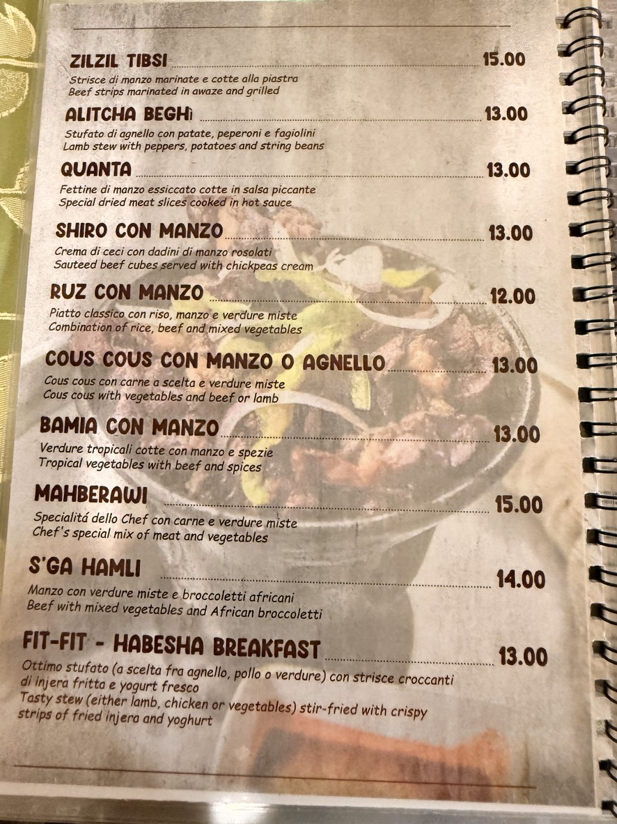 Asmara Restaurant menu 3