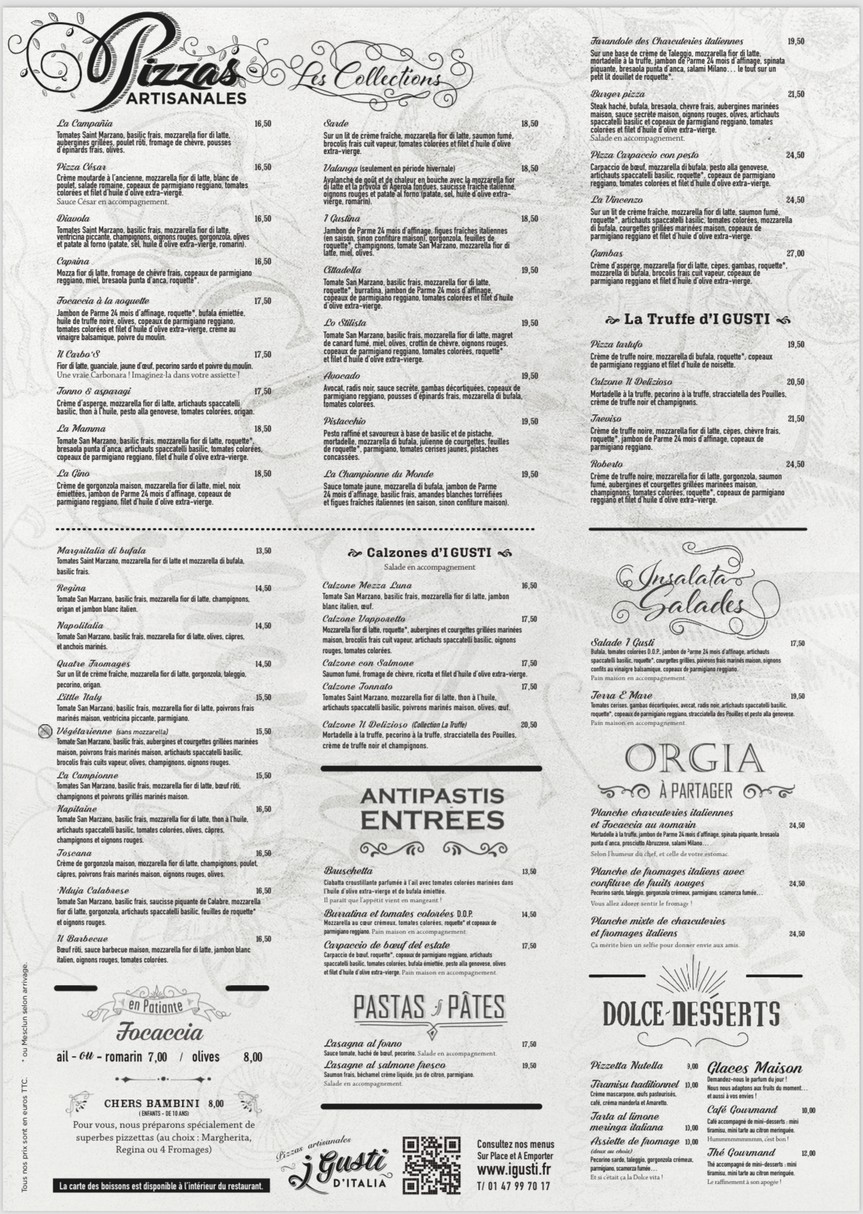 I Gusti d'Italia menu 1