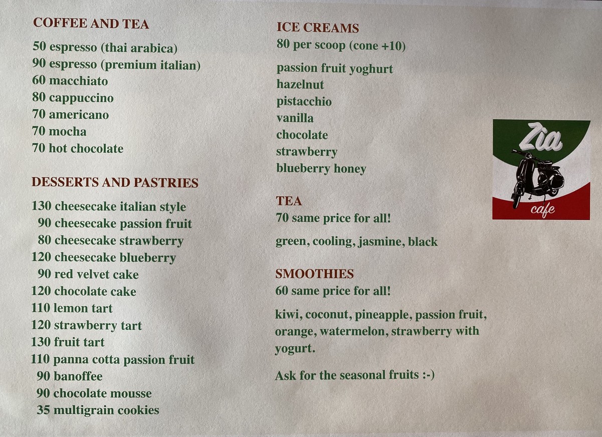 Zia Pasta menu 3