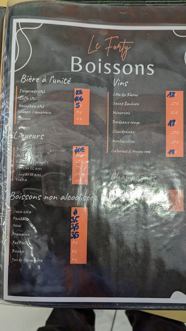 Le Forty menu 3