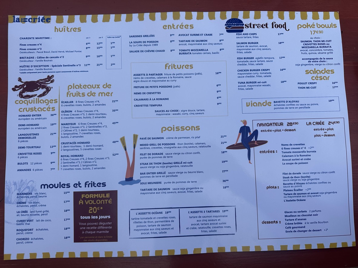La Criée La Villette Paris 19 menu 2