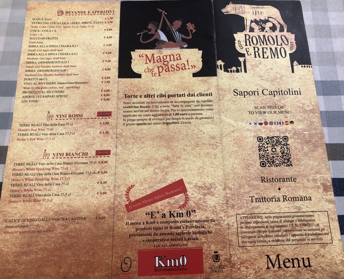Ristorante Romolo e Remo menu 1