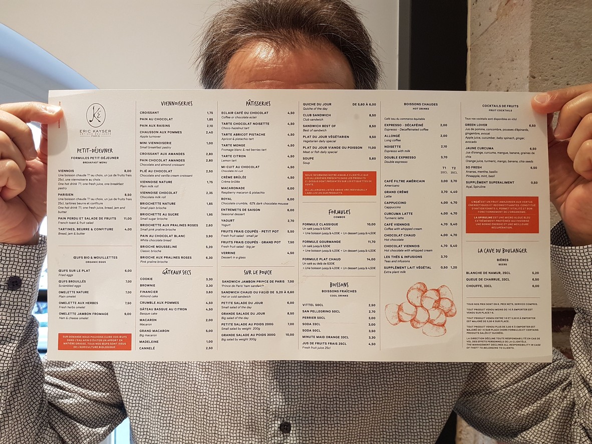 Boulangerie Eric Kayser - Louvre Rivoli menu 1