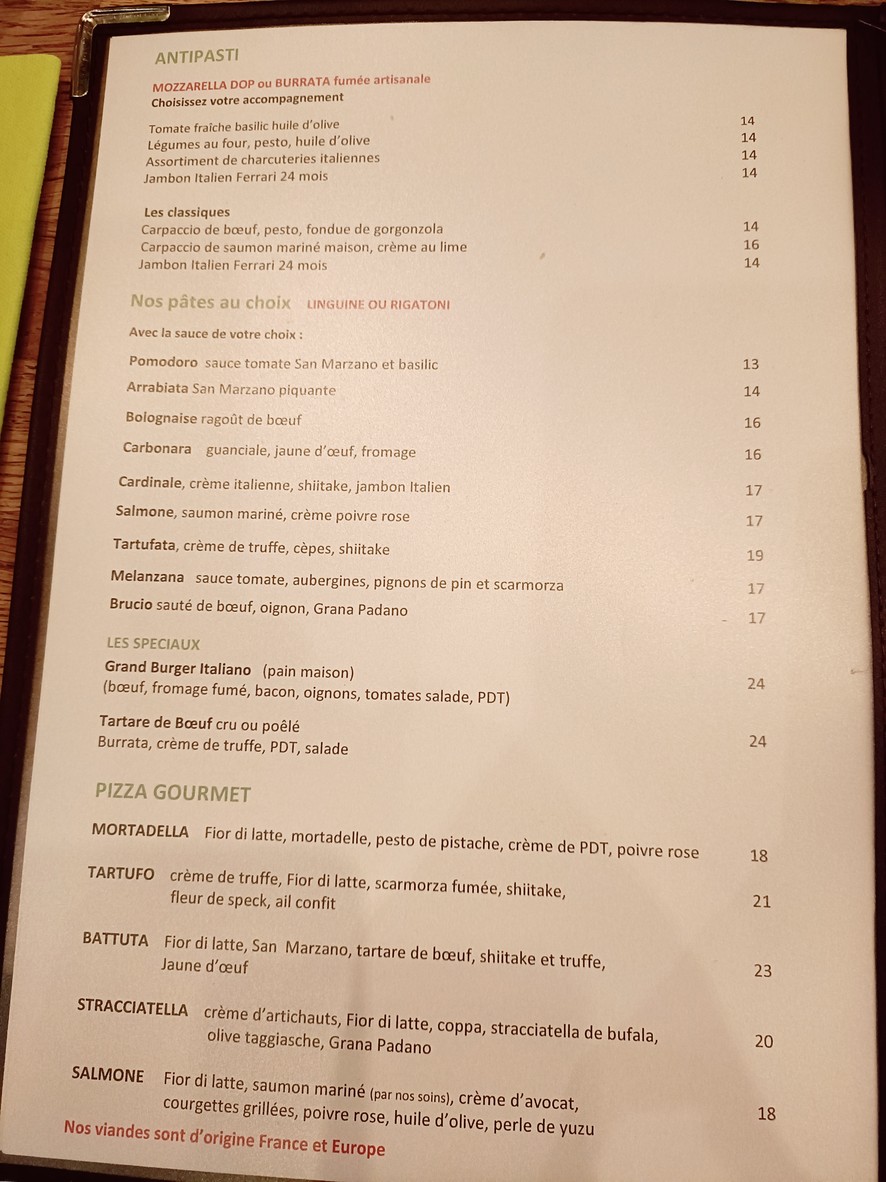 BELLA CIAO Pizzeria menu 2
