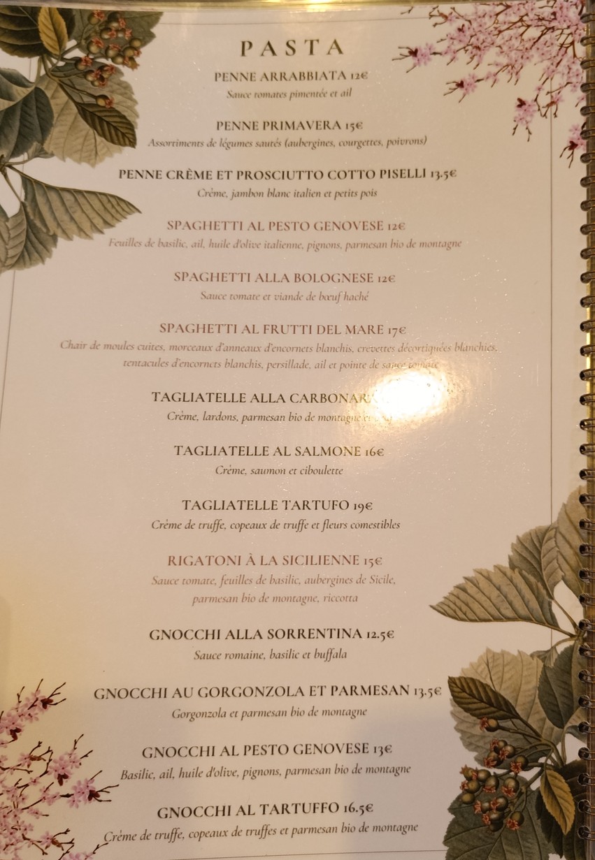 LA PLACE ITALIENNE Paris 17 menu 3