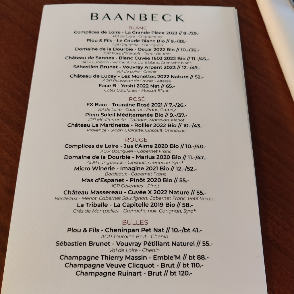 BAANBECK menu 2