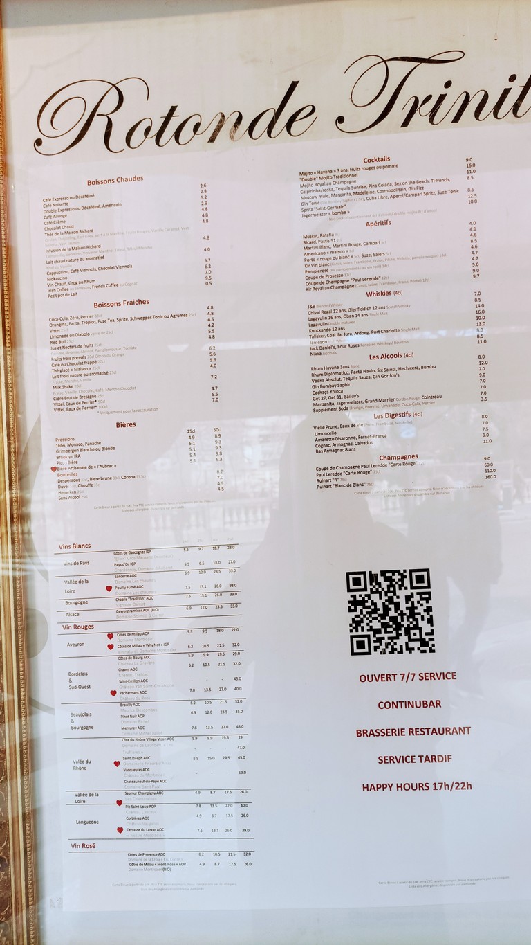 La Rotonde menu 1