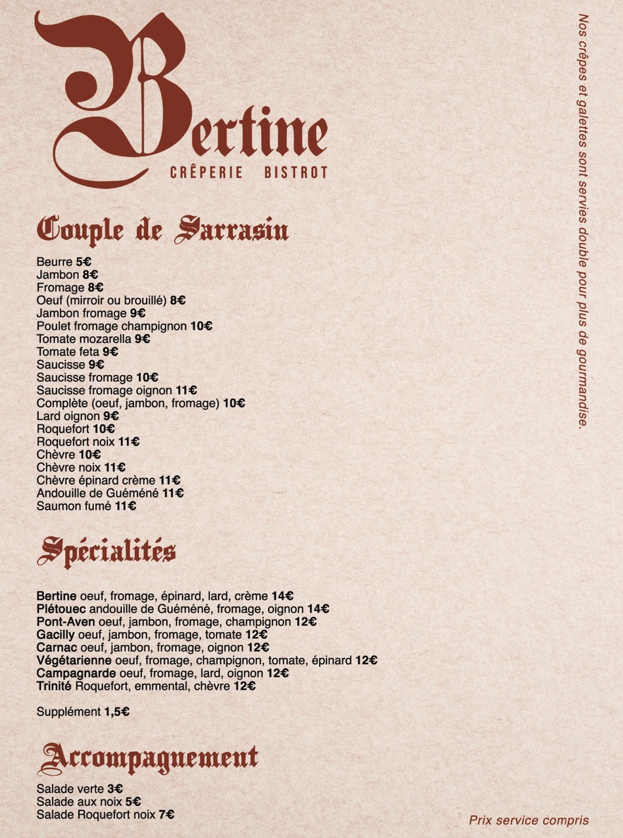 Bertine menu 1