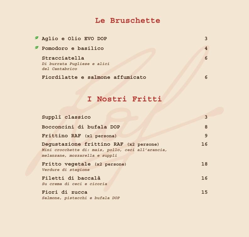 Raf Restaurant menu 2
