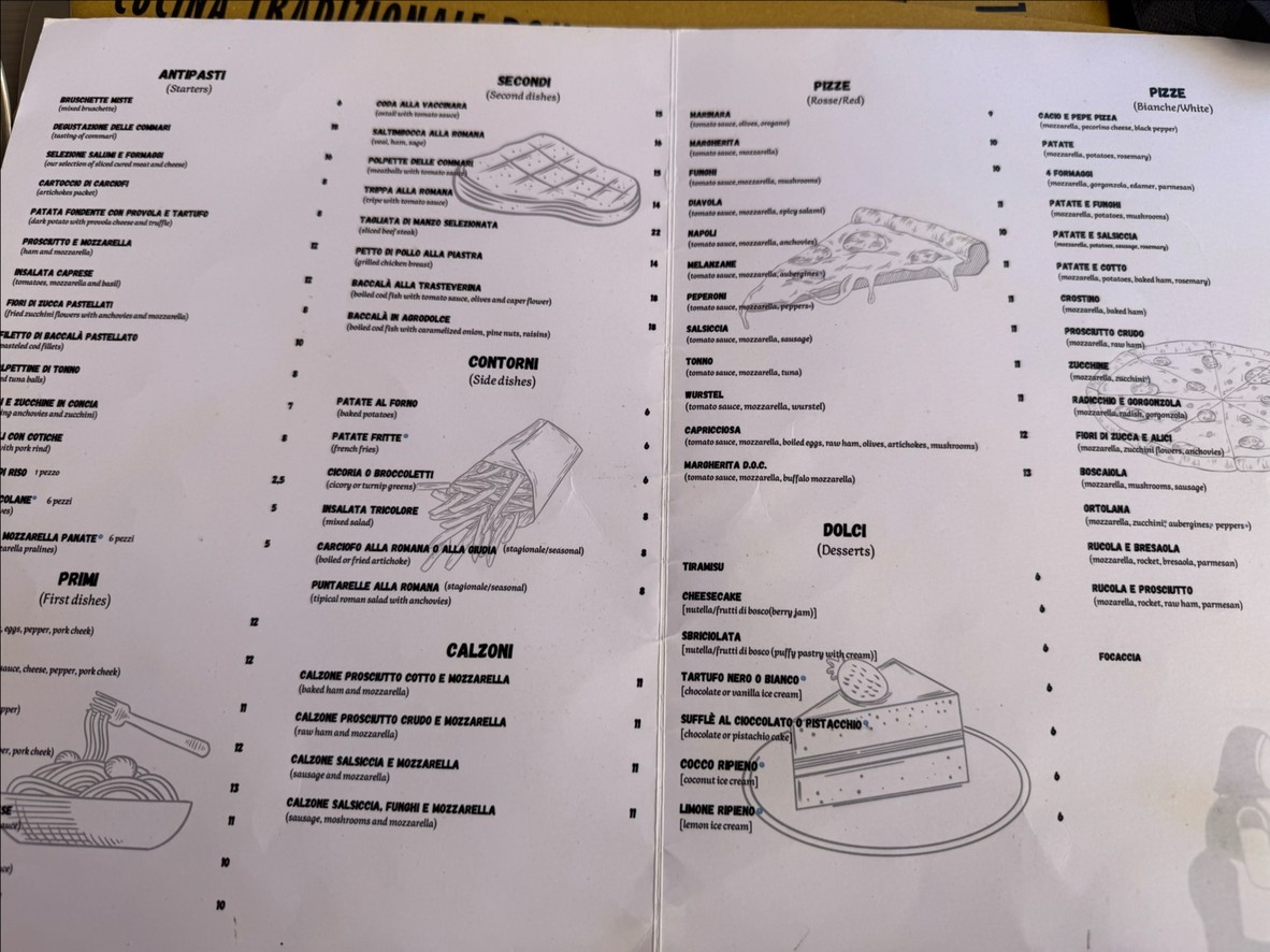 Osteria delle Commari menu 1