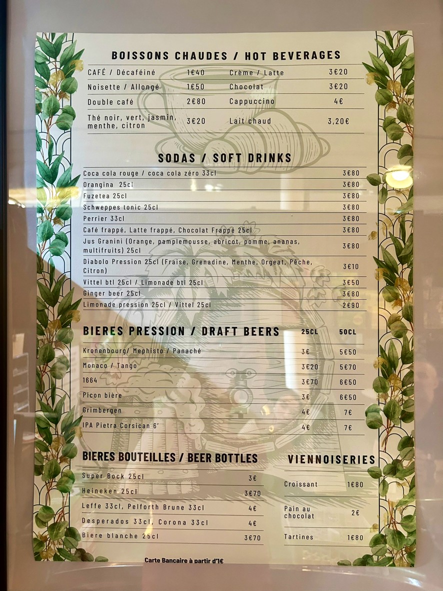 Tabac de la Porte d'Orleans menu 1