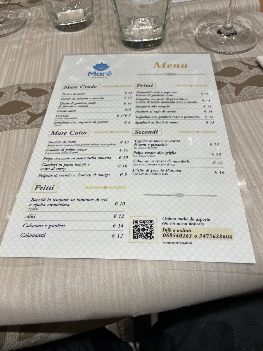 Osteria Maré menu 1
