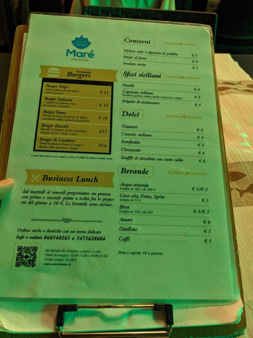 Osteria Maré menu 2