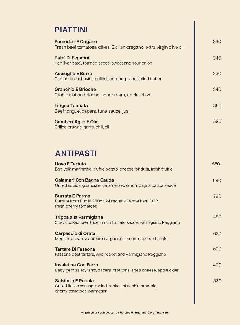 La Bottega Bangkok menu 1