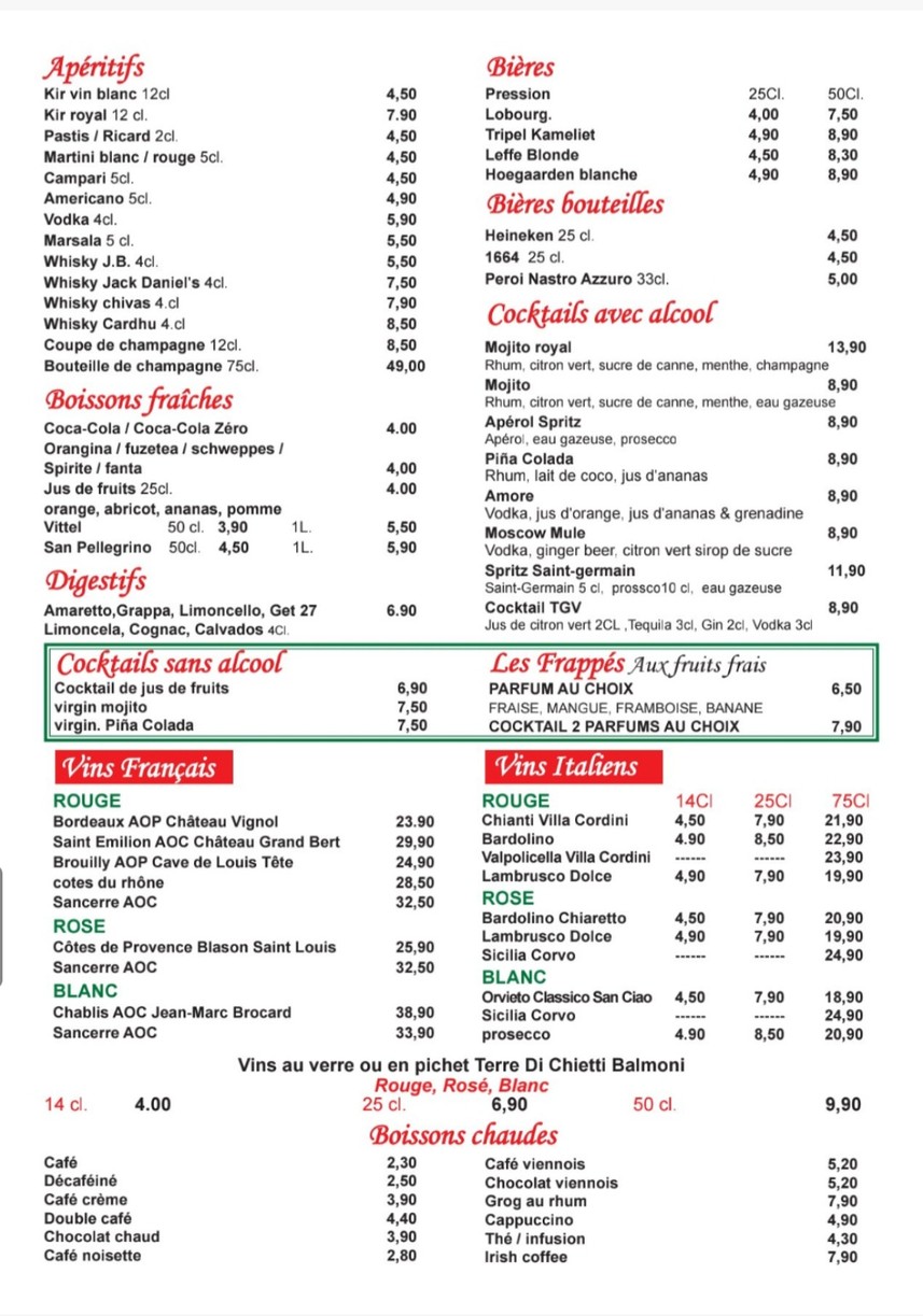 Belle Napoli restaurant menu 4