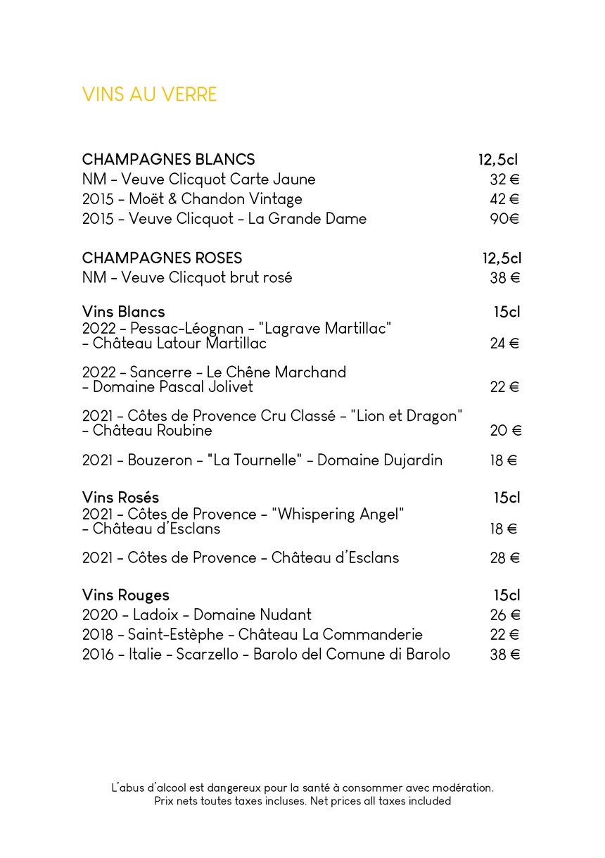 Le Jardin du Raphael menu 2