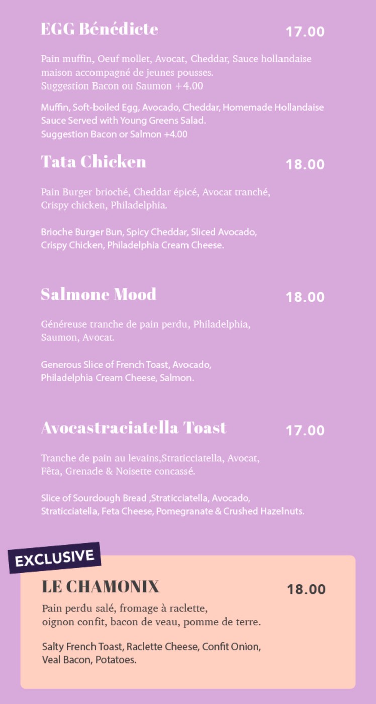 Wonderland brunchy Notre Dame/ Restaurant Brunch menu 2