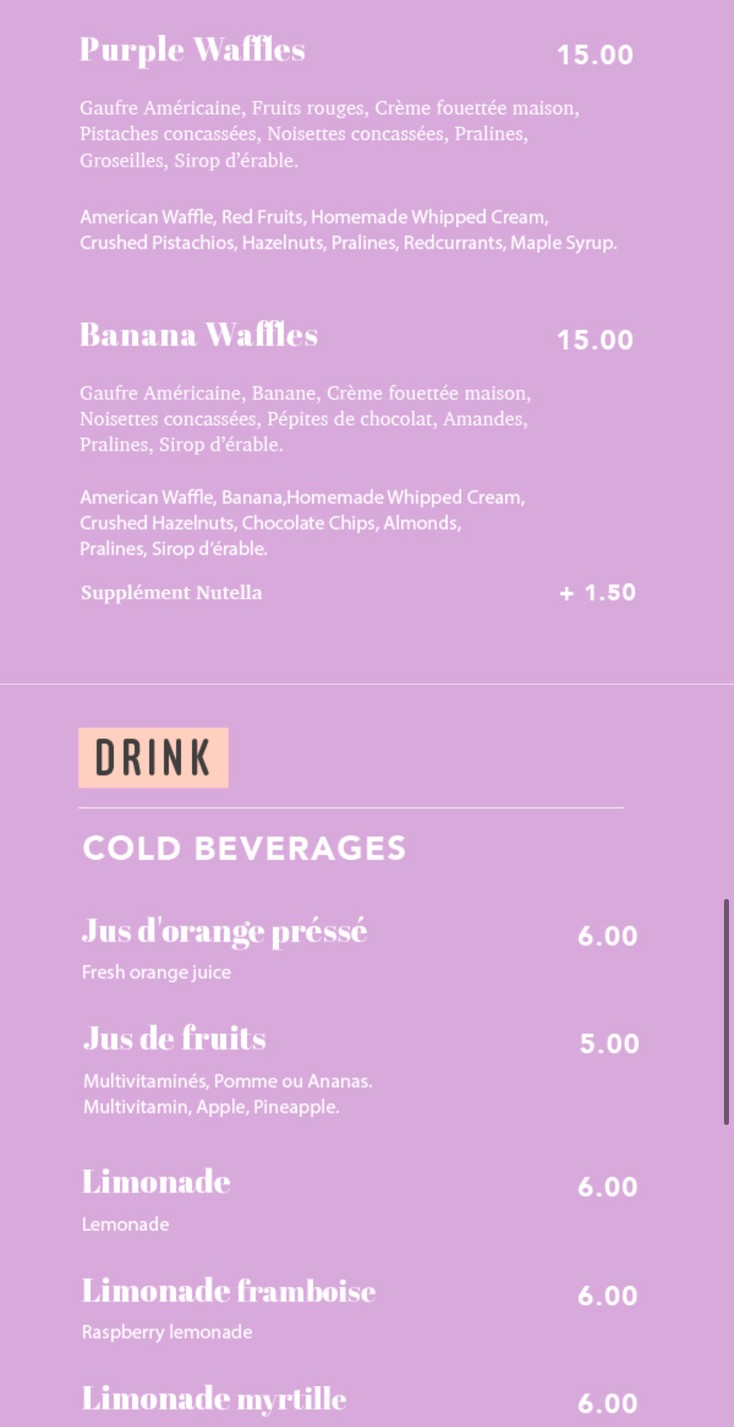 Wonderland brunchy Notre Dame/ Restaurant Brunch menu 4