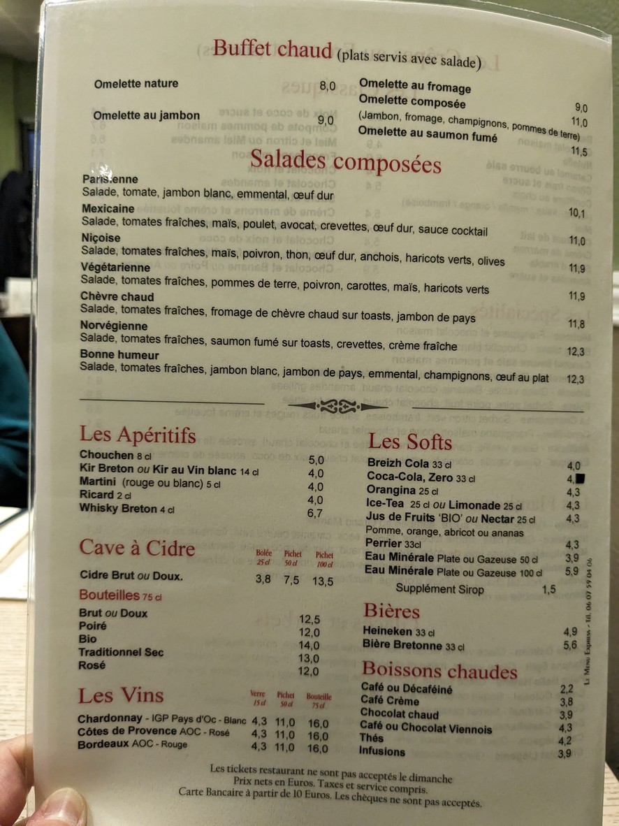 La crêperie du Village menu 1