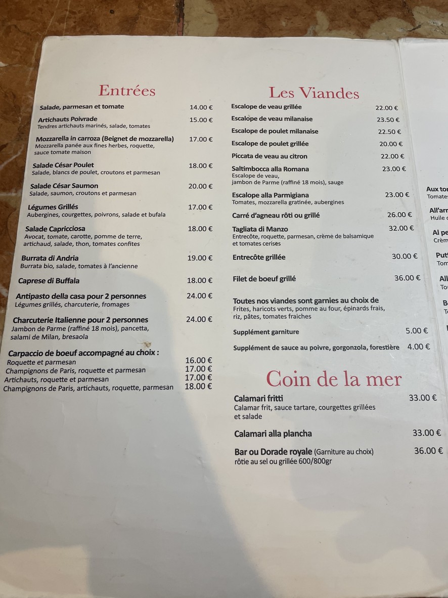 La Capricciosa menu 1