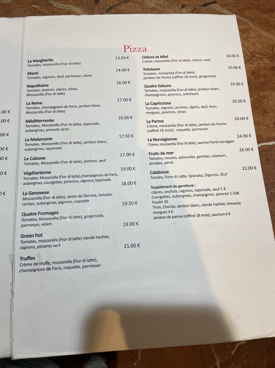La Capricciosa menu 3