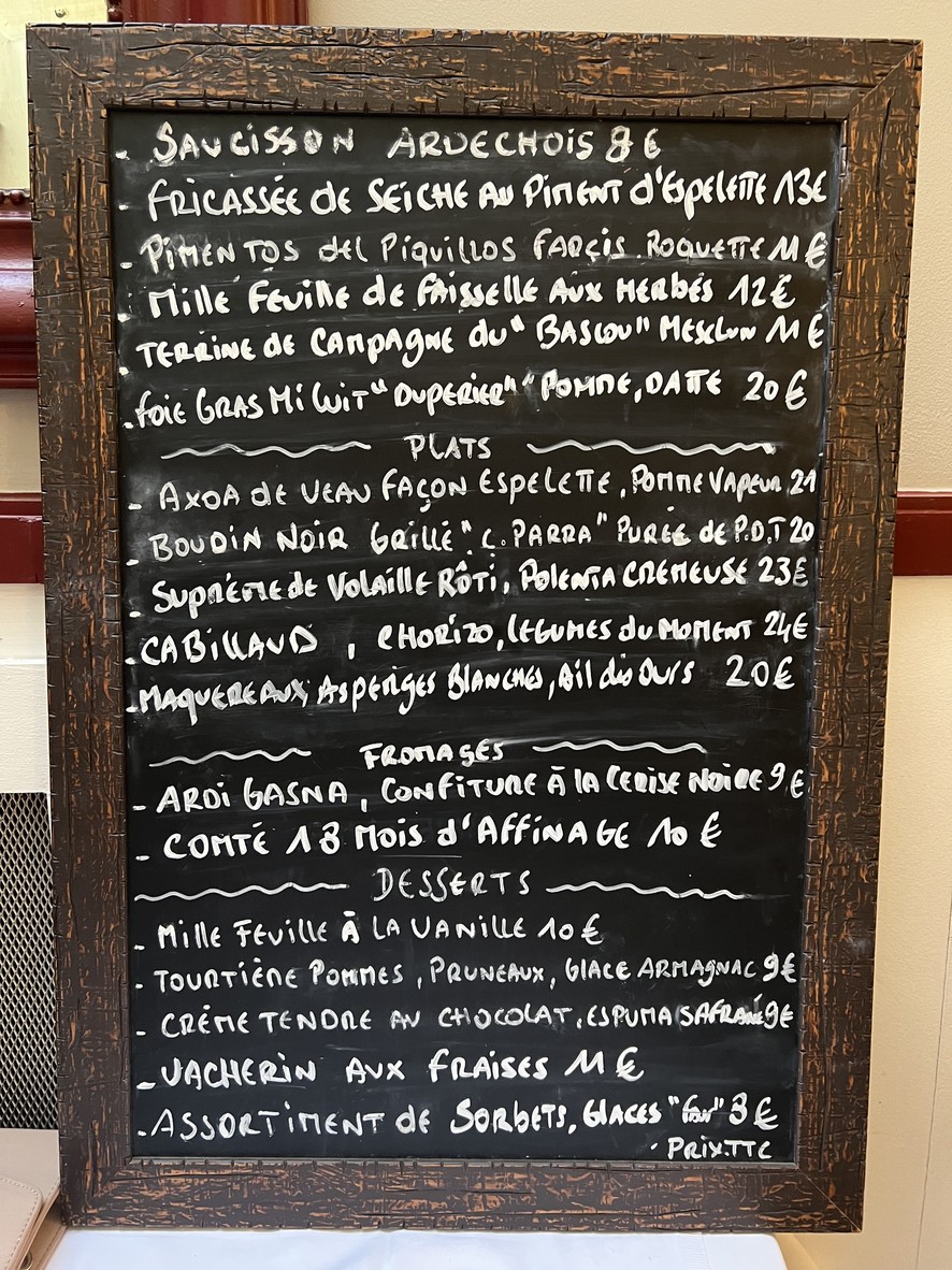 Au Bascou menu 2