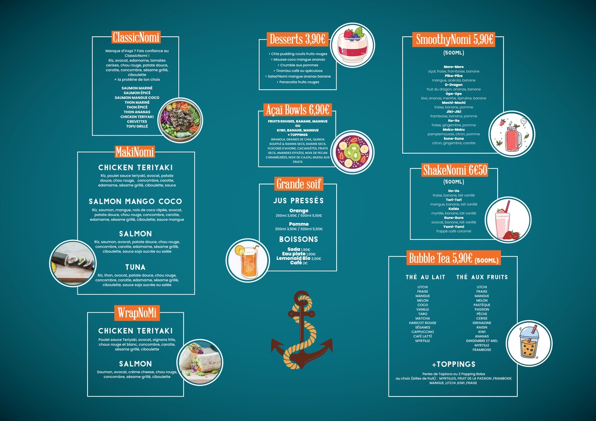 Pokenomi - Bar à poke, smoothies et bubble Teas menu 2