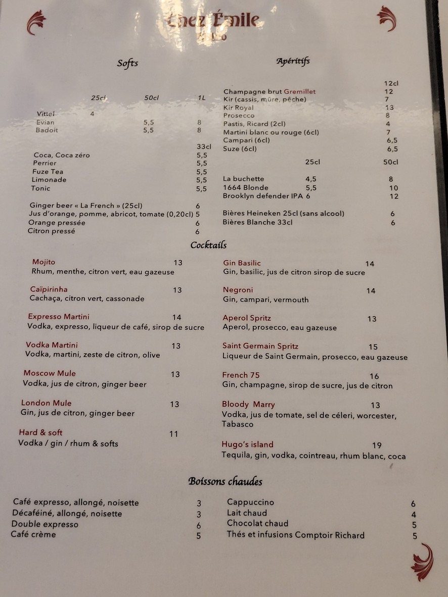 Chez Emile Bistro menu 4
