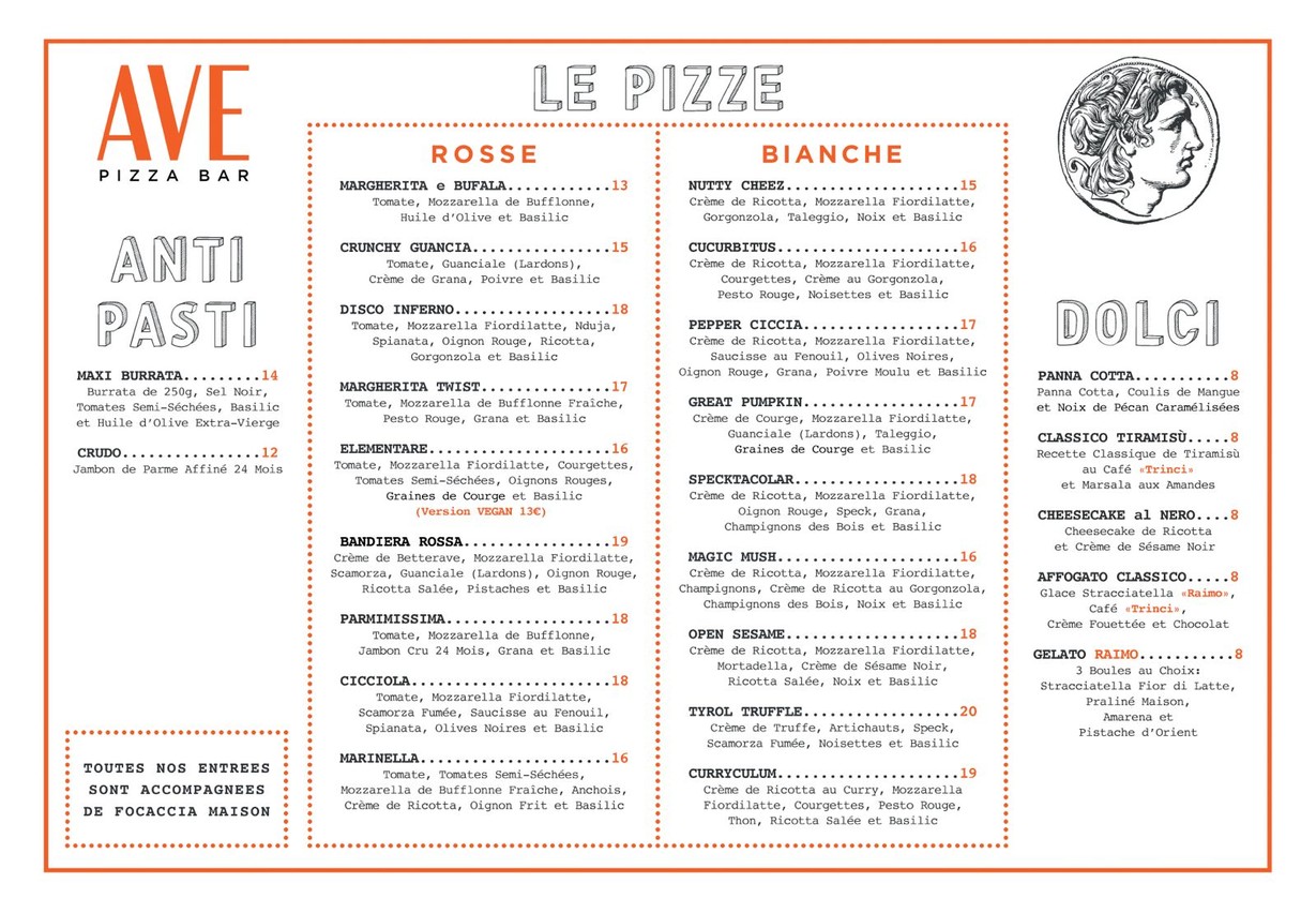 AVE Pizza Bar - Ménilmontant menu 1