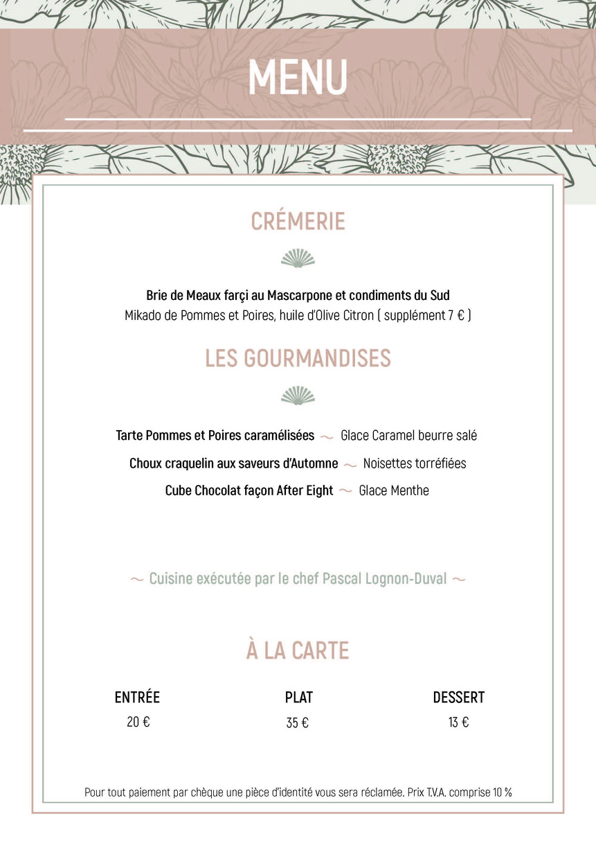 Pavillon Montsouris menu 2