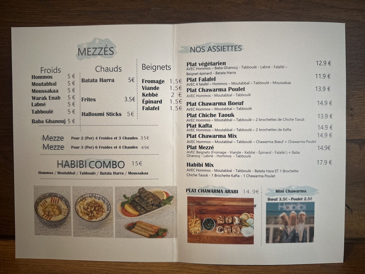 Habibi Restaurant (Traiteur Syrien) menu 2