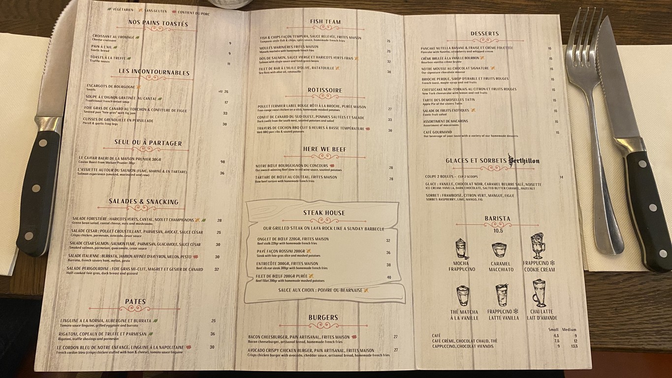 Le Bouchon Parisien menu 1