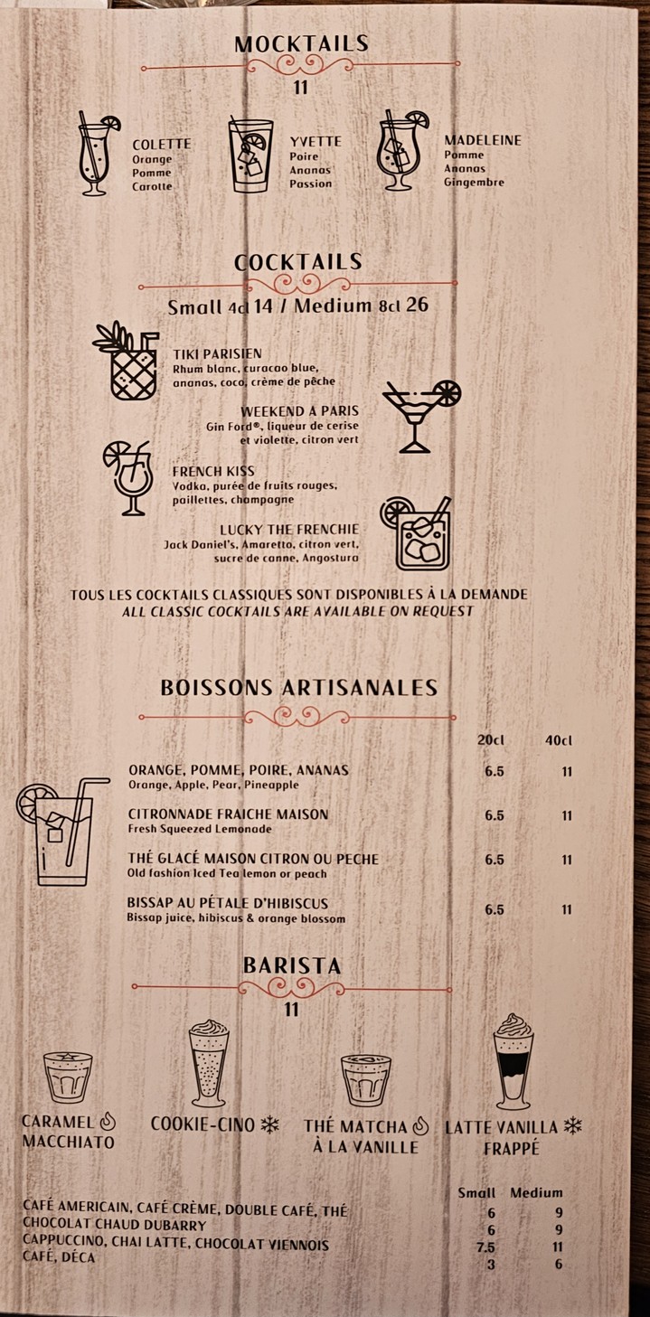 Le Bouchon Parisien menu 2
