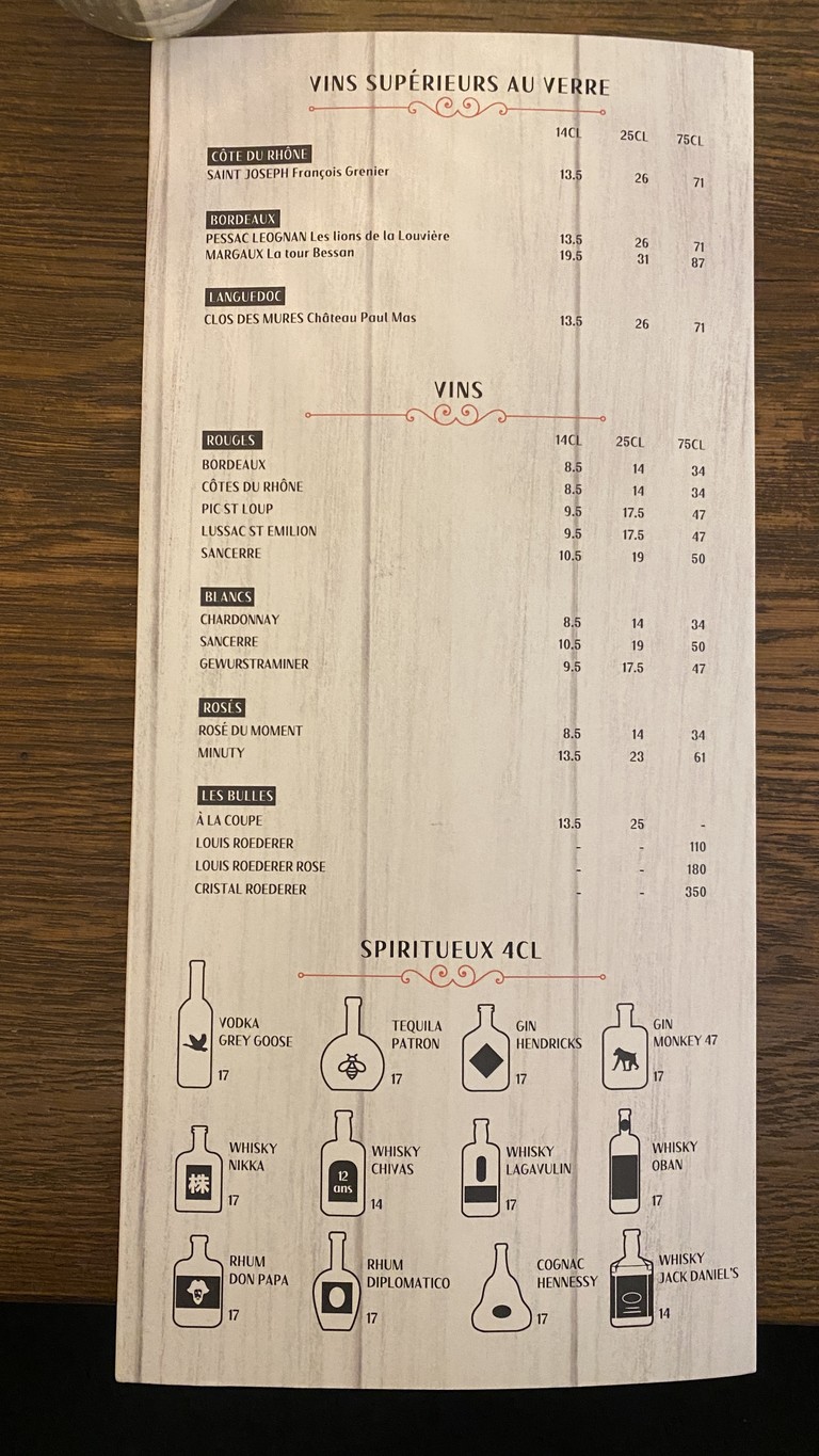 Le Bouchon Parisien menu 3