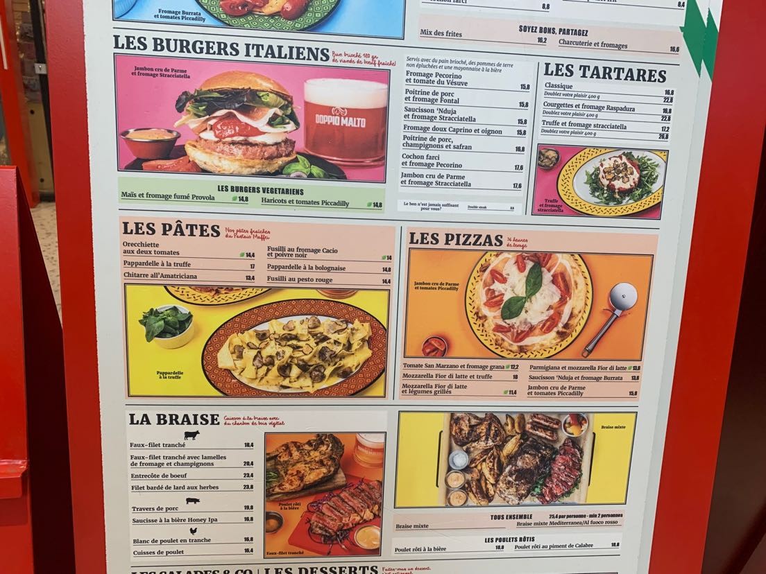 Doppio Malto Paris La Défense menu 3