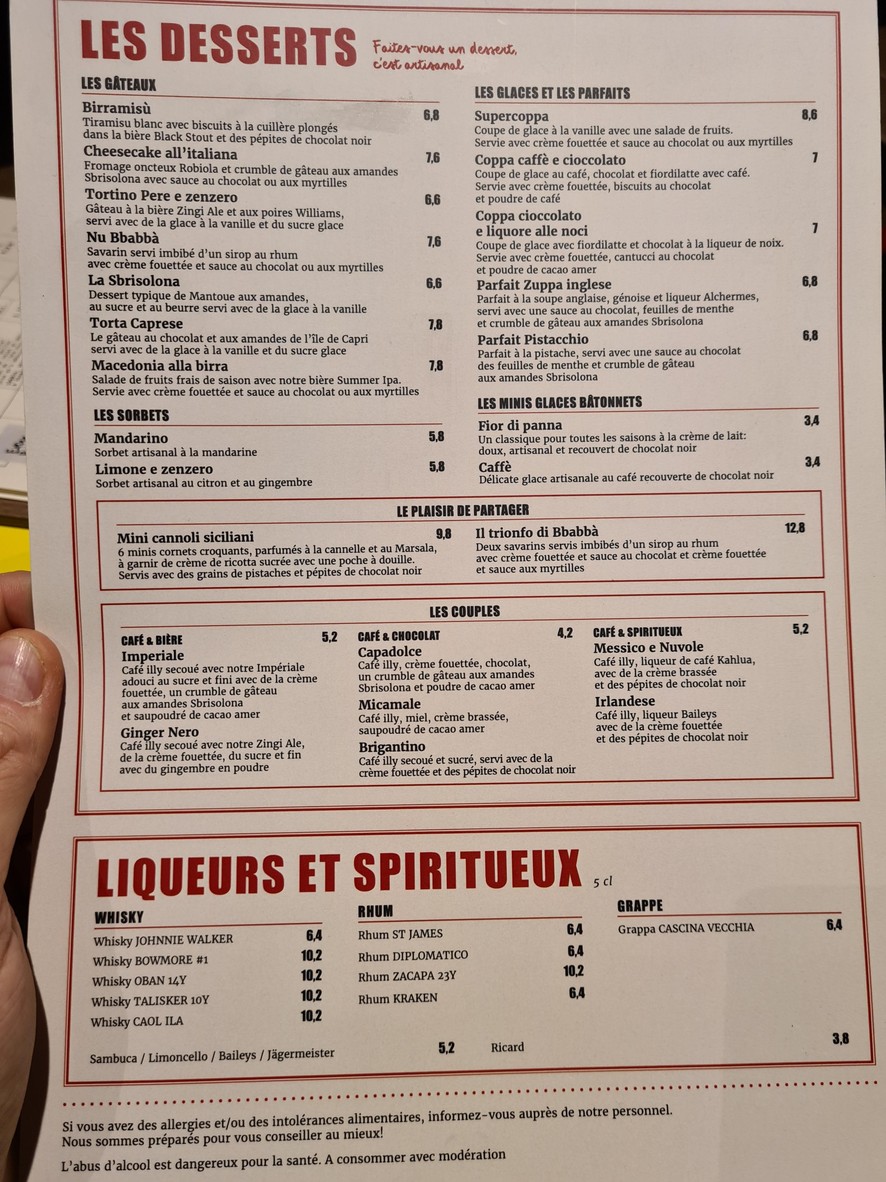 Doppio Malto Paris La Défense menu 5