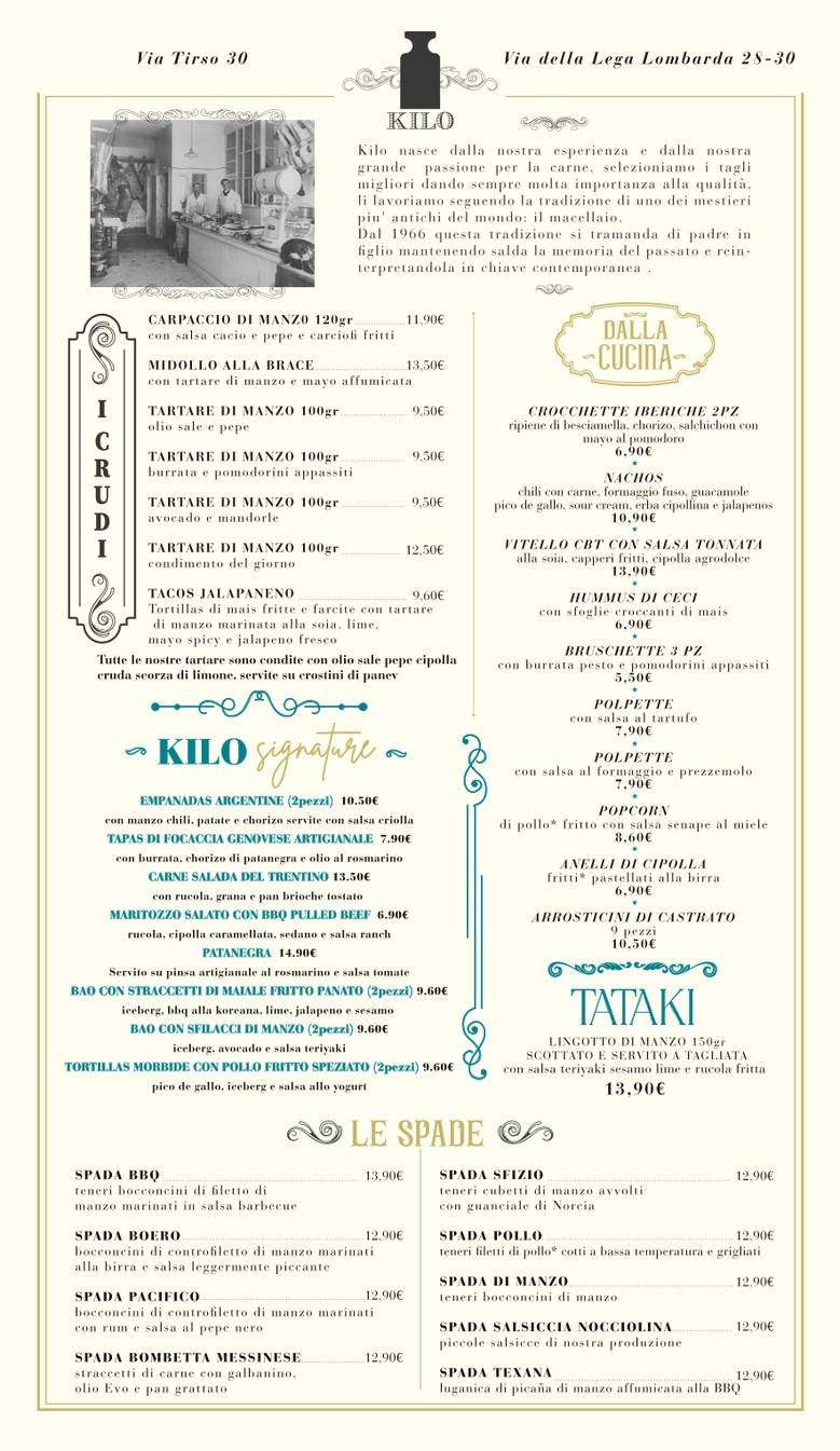 Kilo Restaurant menu 1