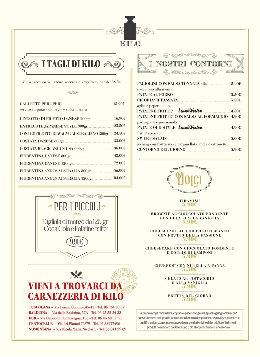 Kilo Restaurant menu 2
