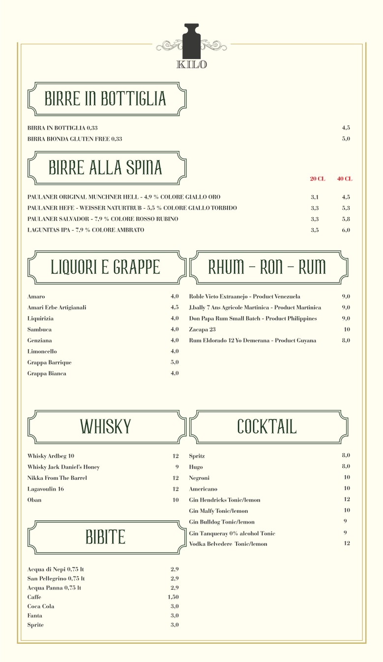 Kilo Restaurant menu 4