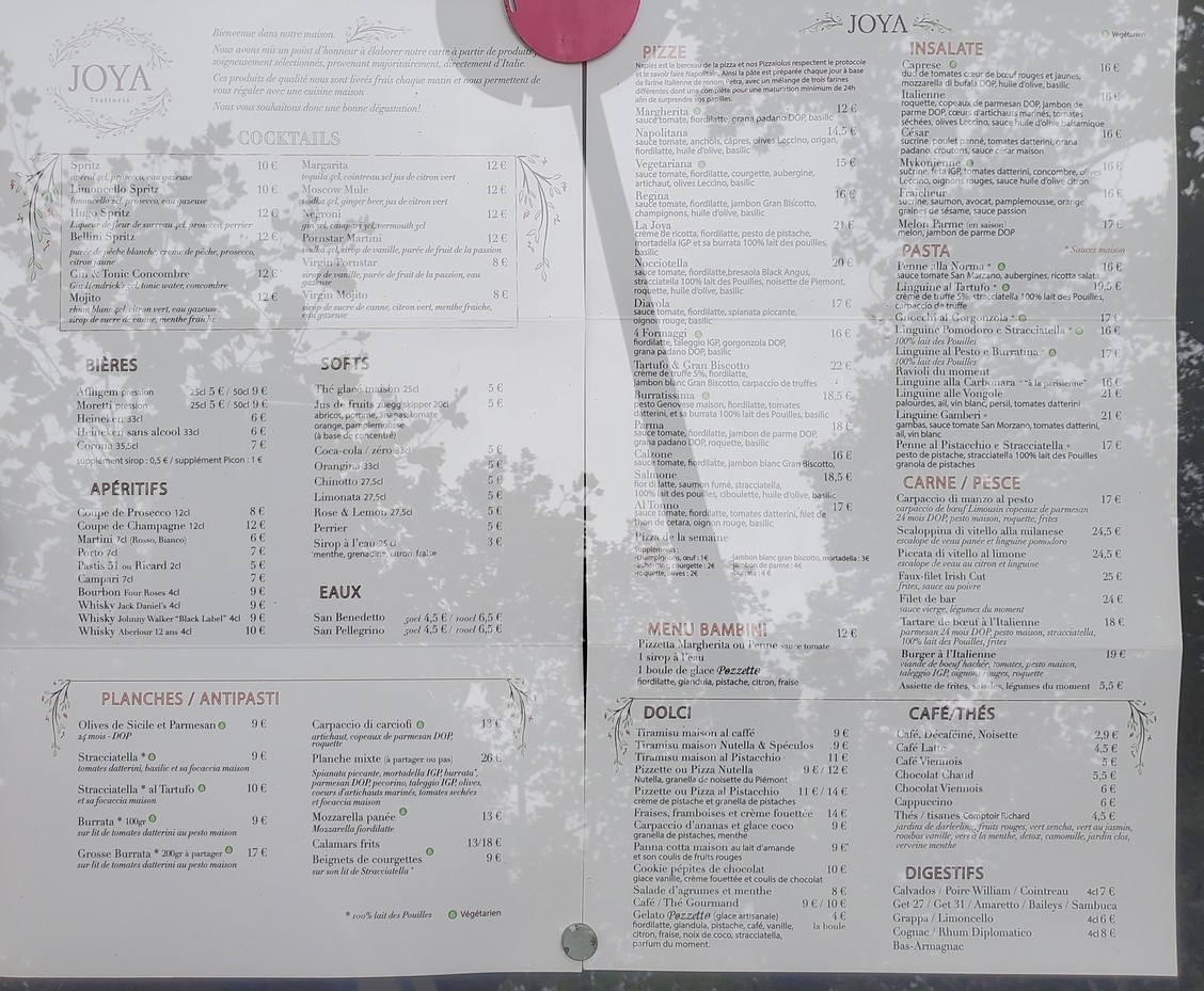 Joya menu 1