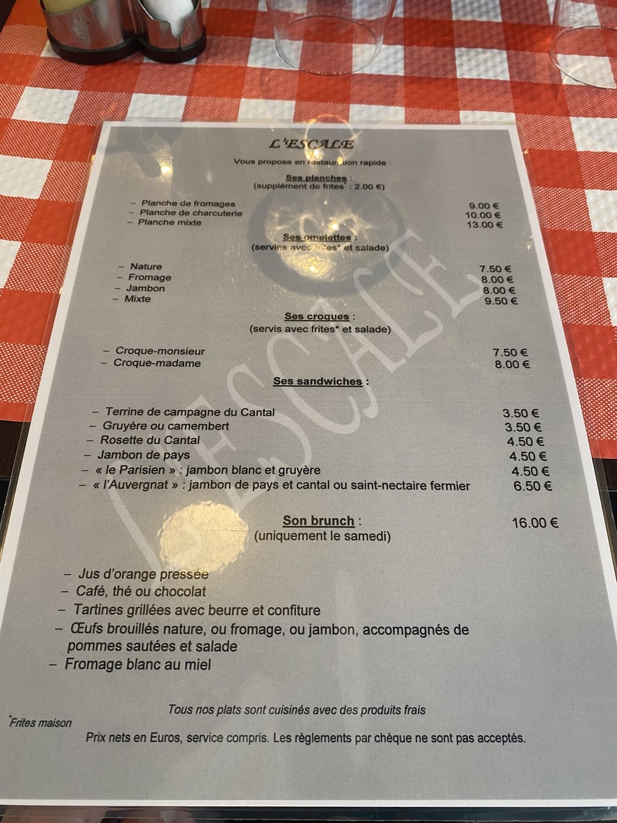 Brasserie l'Escale menu 2