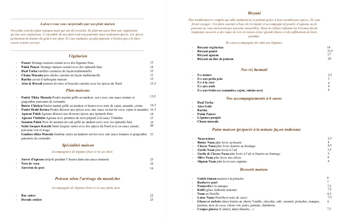 Indian House menu 2